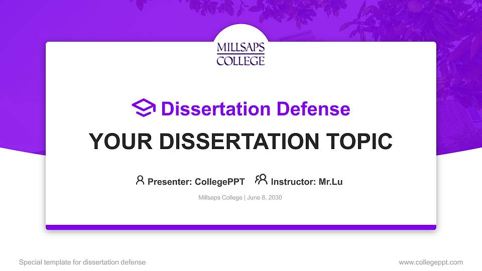 Millsaps College Graduation Thesis Defense PPT Template16:9 ratio PPT effect preview image