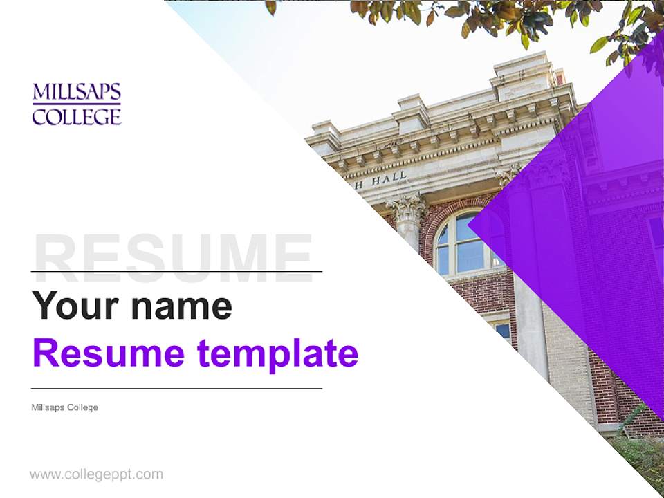 Millsaps College Resume PPT Template4:3 ratio PPT effect preview image5