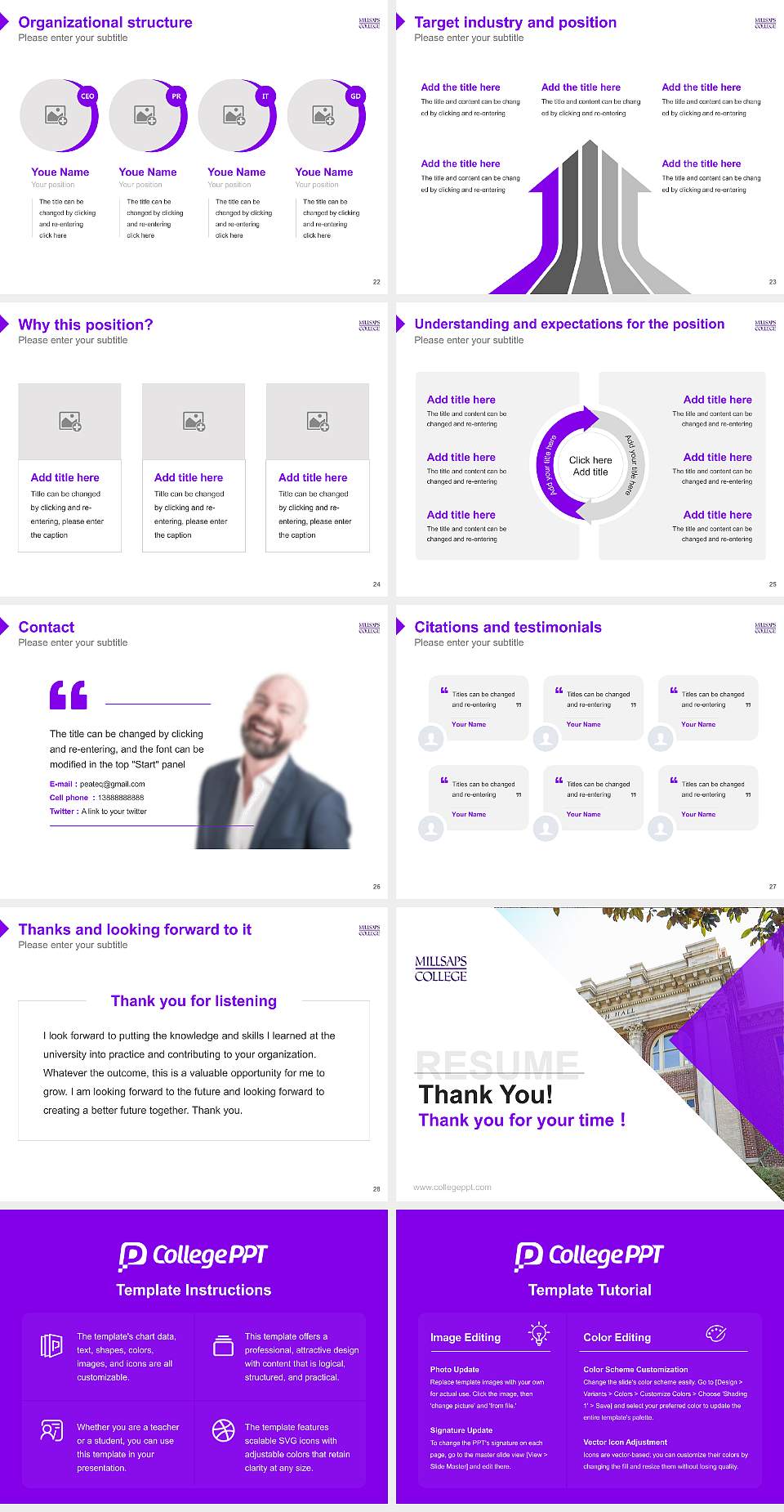 Millsaps College Resume PPT Template4:3 ratio PPT effect preview image4