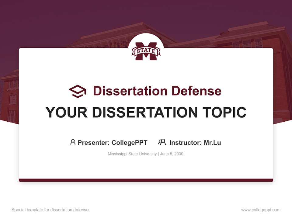 Mississippi State University Graduation Thesis Defense PPT Template4:3 ratio PPT effect preview image7