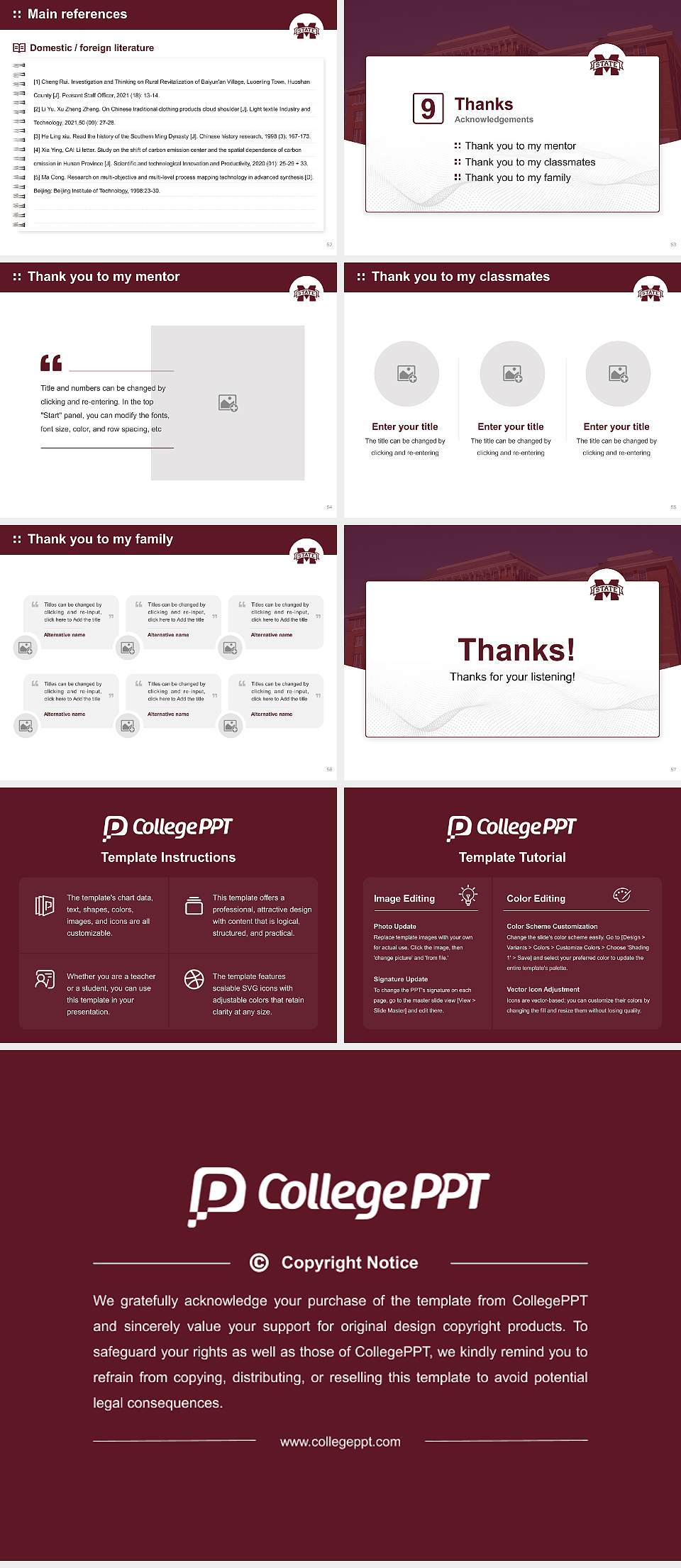 Mississippi State University Graduation Thesis Defense PPT Template4:3 ratio PPT effect preview image7