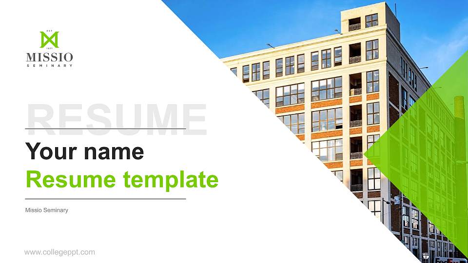 Missio Seminary Resume PPT Template16:9 ratio PPT effect preview image