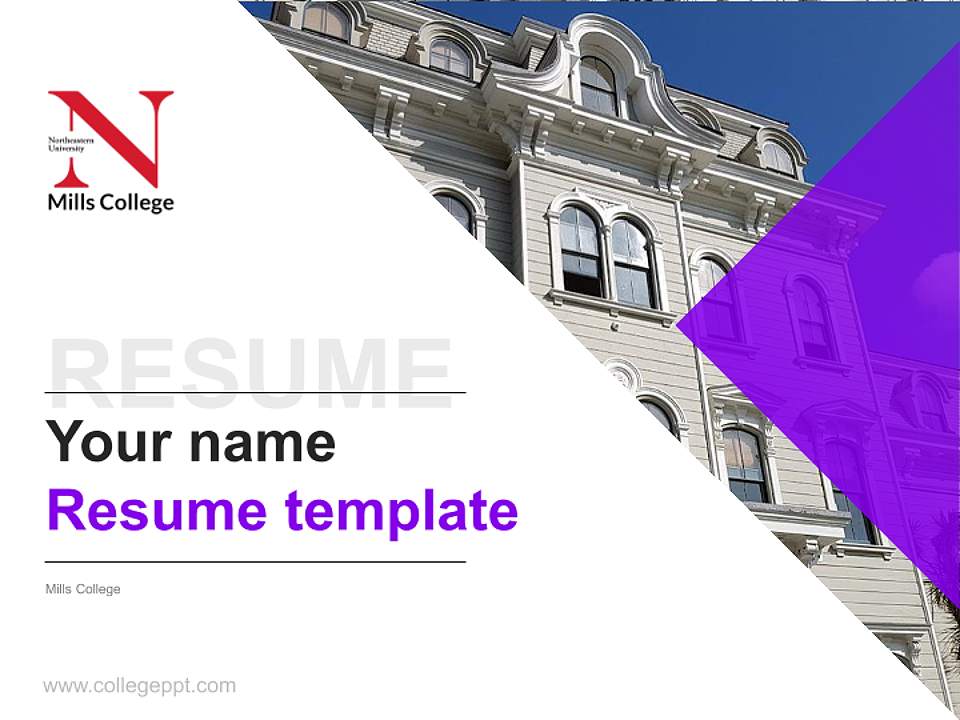 Mills College Resume PPT Template4:3 ratio PPT effect preview image5