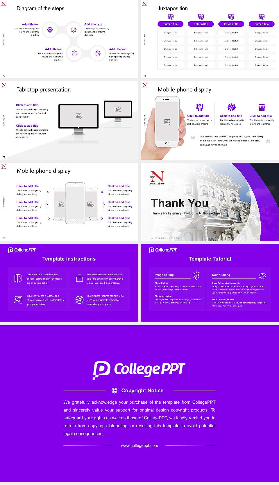 Mills College Competition/Entrepreneurship Contest PPT Template16:9 ratio PPT effect preview image9
