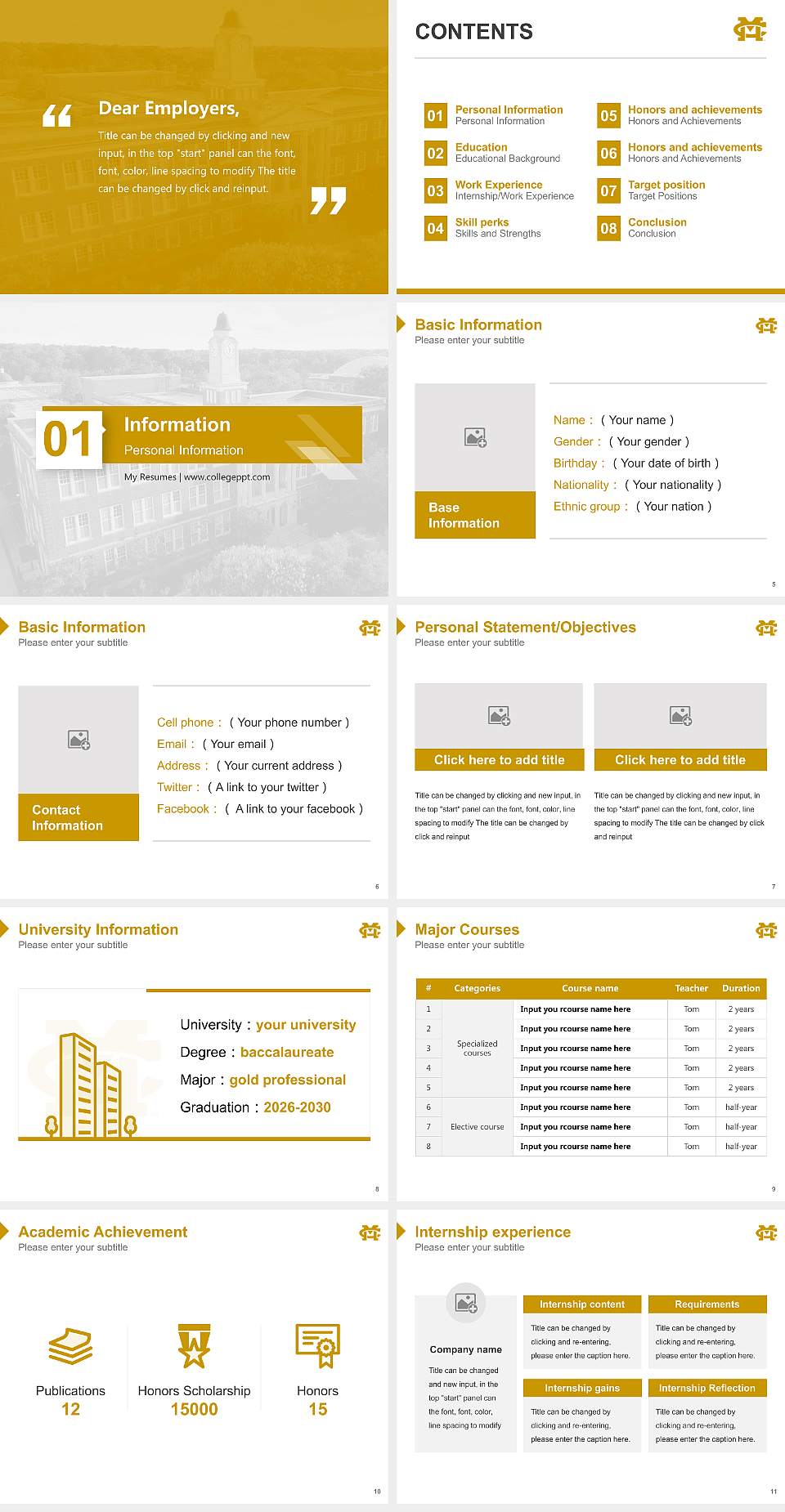 Mississippi College Resume PPT Template4:3 ratio PPT effect preview image2