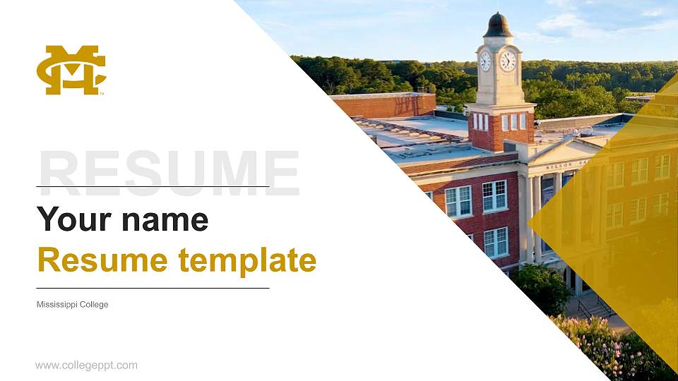 Mississippi College Resume PPT Template16:9 ratio PPT effect preview image