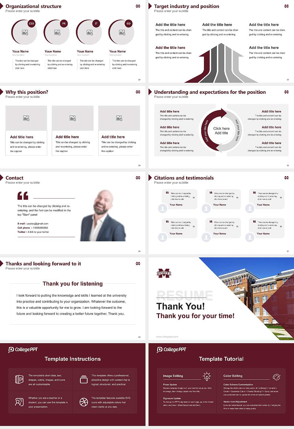 Mississippi State University Resume PPT Template16:9 ratio PPT effect preview image4