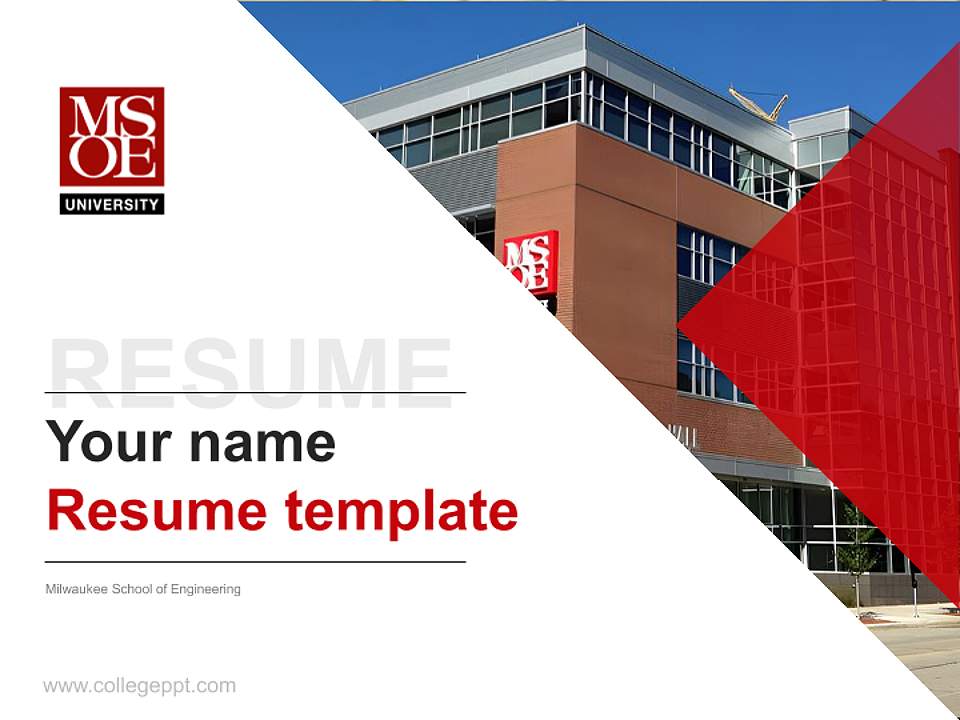 Milwaukee School of Engineering Resume PPT Template4:3 ratio PPT effect preview image5