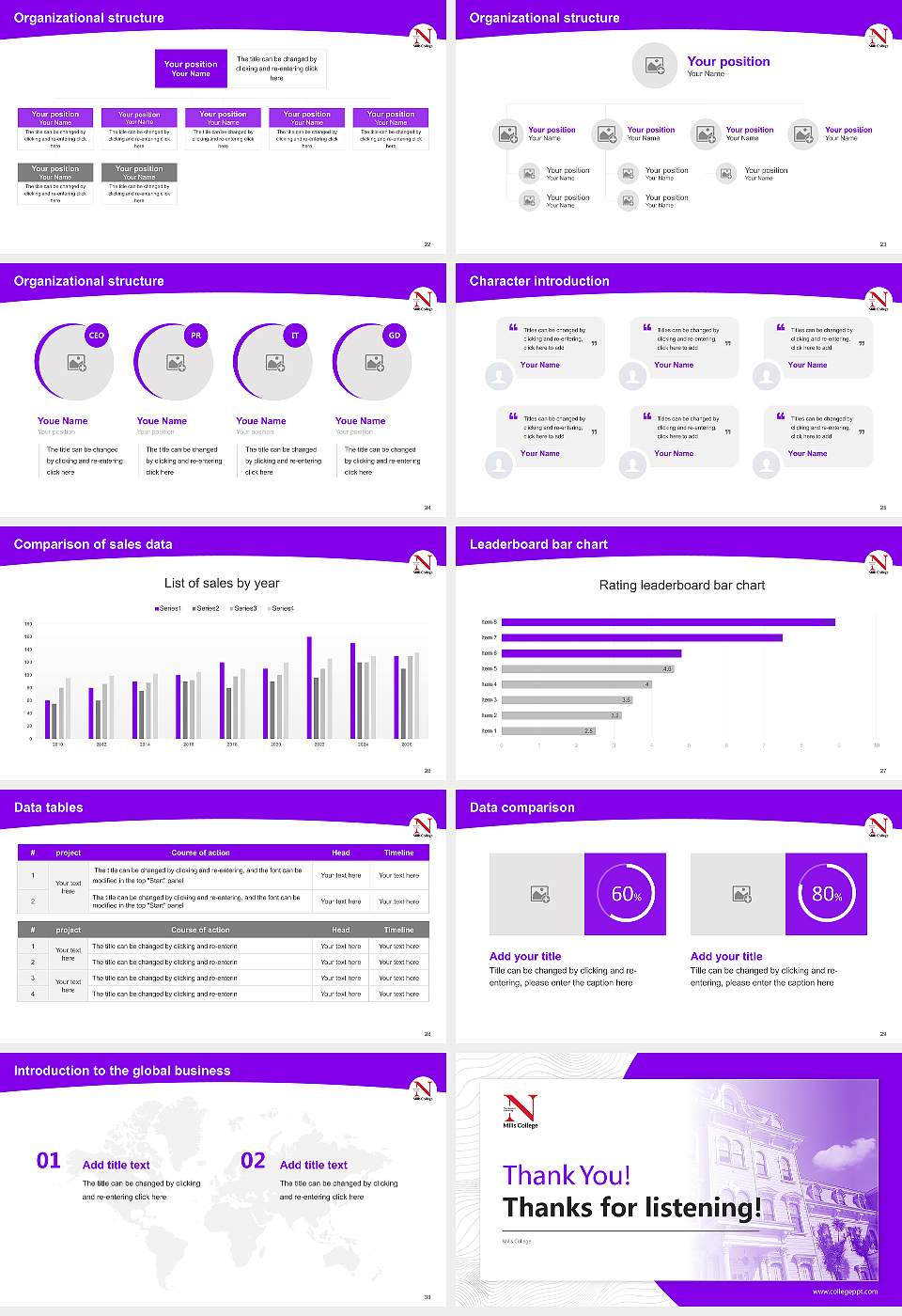 Mills College Academic Presentation/Research Findings Report PPT Template16:9 ratio PPT effect preview image4