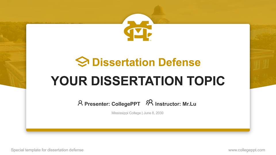 Mississippi College Graduation Thesis Defense PPT Template16:9 ratio PPT effect preview image