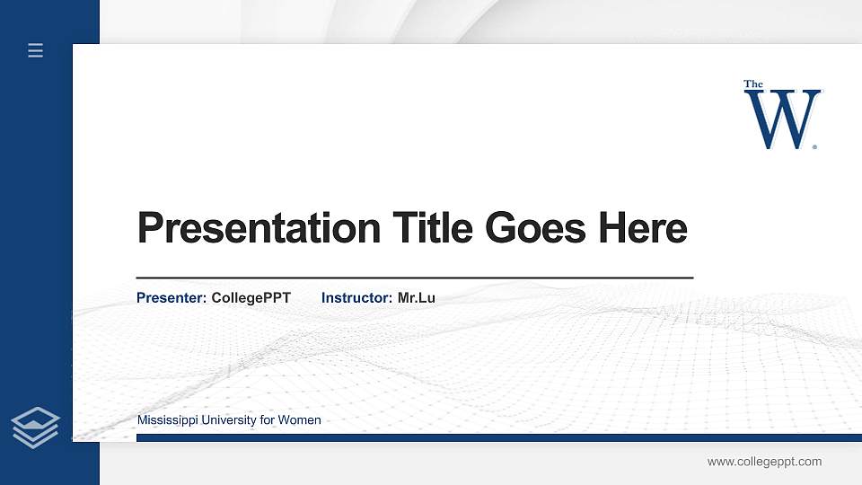 Mississippi University for Women Thesis Proposal/Graduation Defense PPT Template16:9 ratio PPT effect preview image