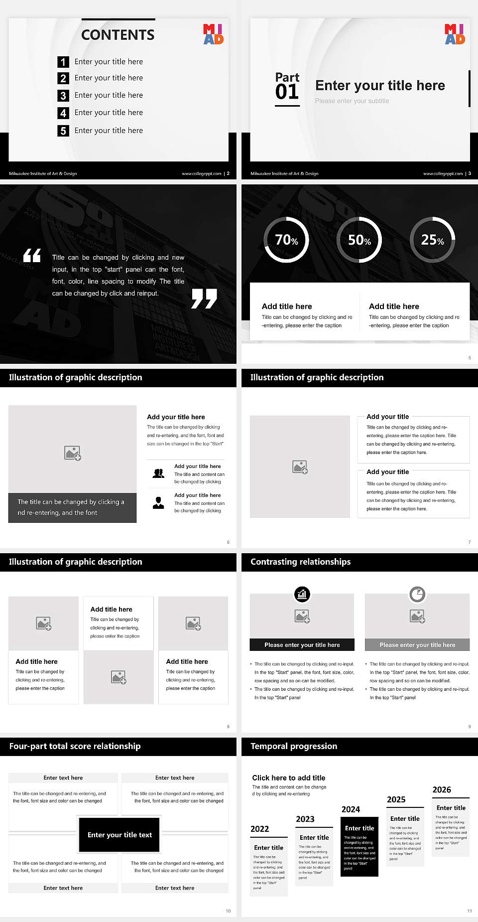 Milwaukee Institute of Art & Design Thesis Proposal/Graduation Defense PPT Template4:3 ratio PPT effect preview image2