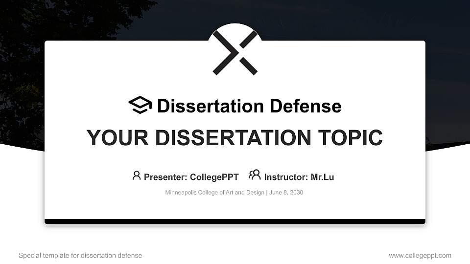 Minneapolis College of Art and Design Graduation Thesis Defense PPT Template16:9 ratio PPT effect preview image