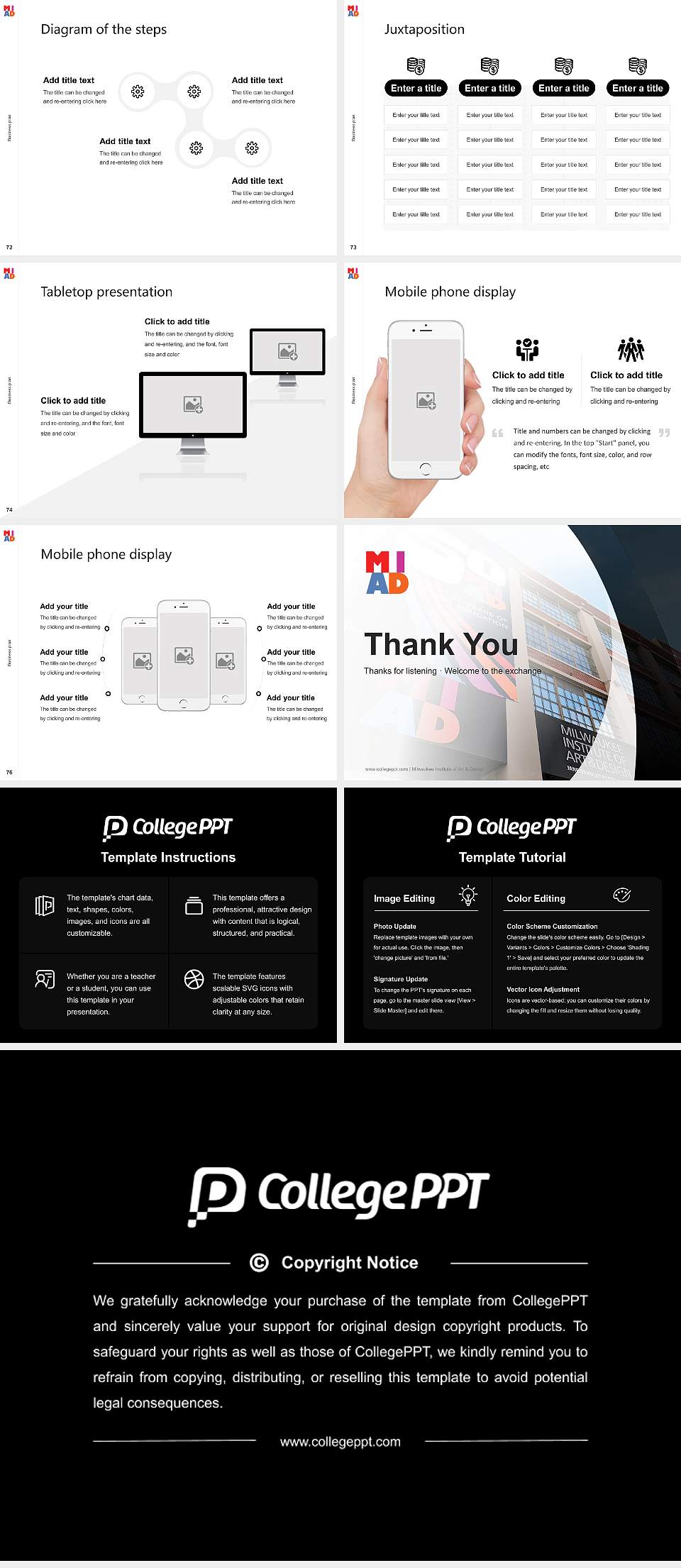 Milwaukee Institute of Art & Design Competition/Entrepreneurship Contest PPT Template4:3 ratio PPT effect preview image9