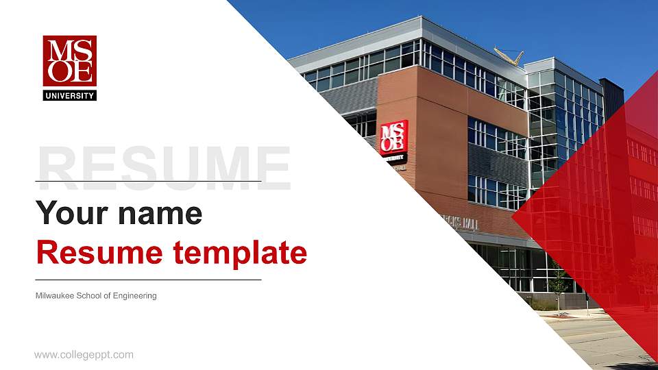 Milwaukee School of Engineering Resume PPT Template16:9 ratio PPT effect preview image