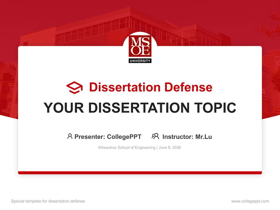 Milwaukee School of Engineering Graduation Thesis Defense PPT Template4:3 ratio PPT effect preview image7