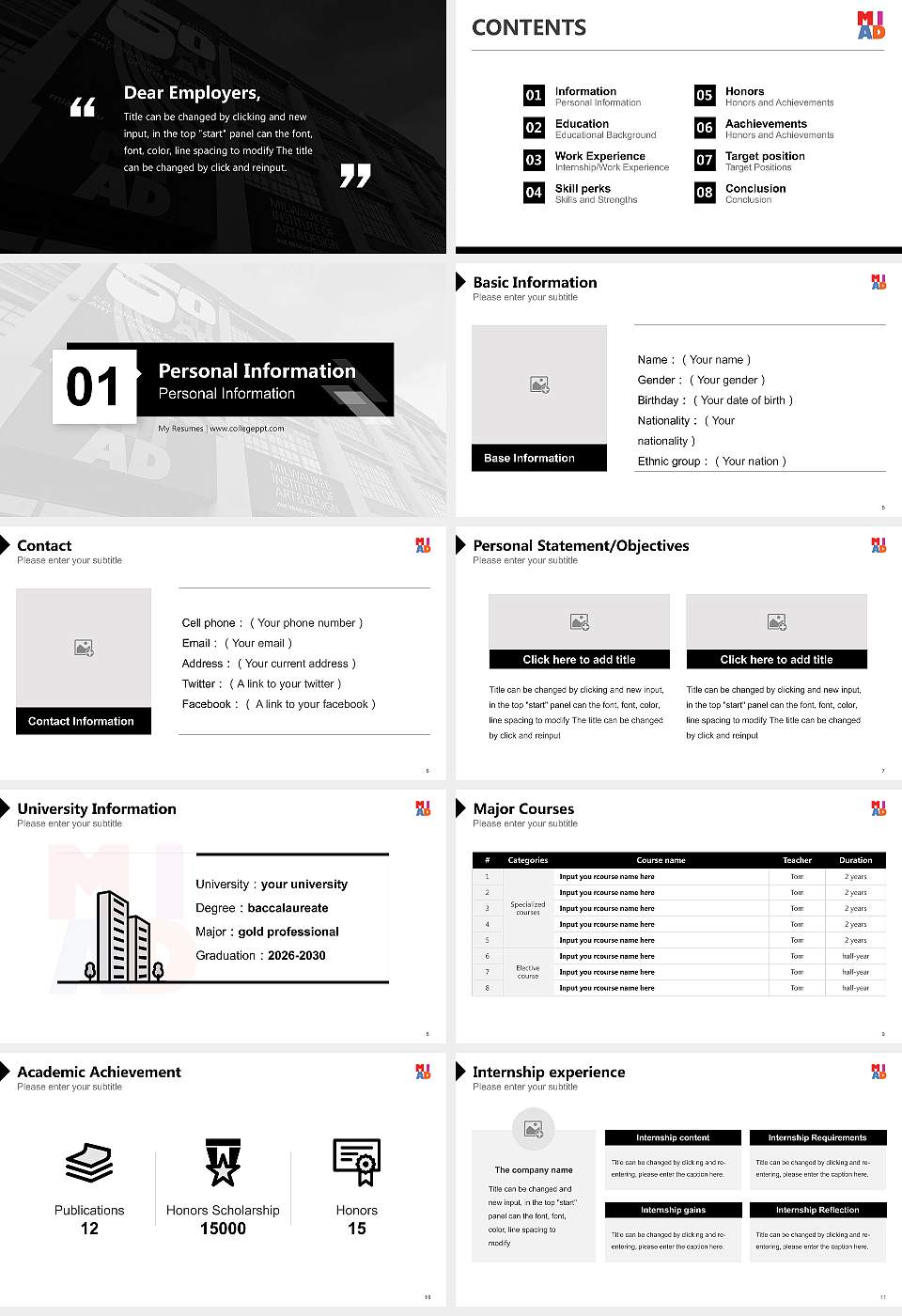 Milwaukee Institute of Art & Design Resume PPT Template16:9 ratio PPT effect preview image2
