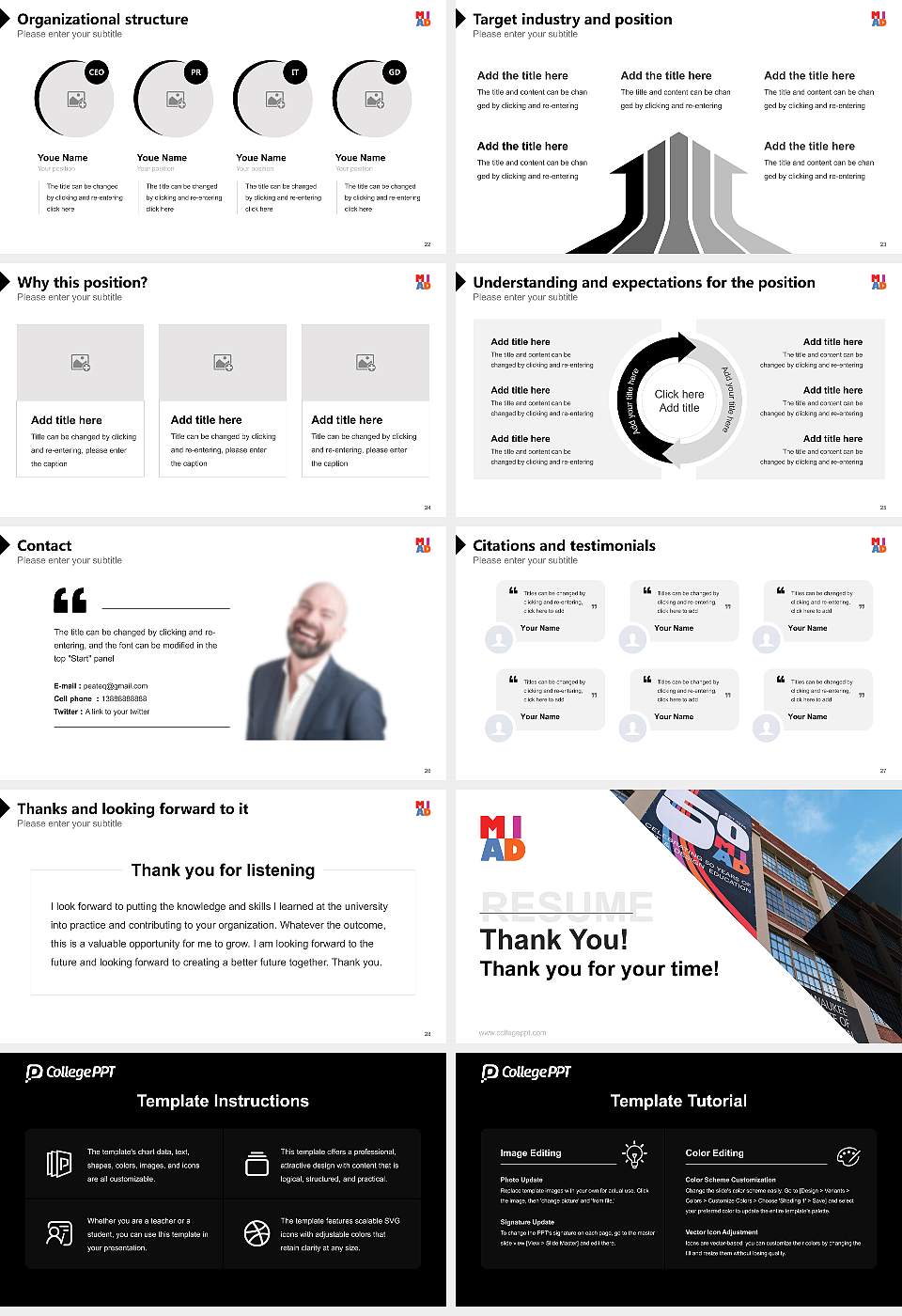 Milwaukee Institute of Art & Design Resume PPT Template16:9 ratio PPT effect preview image4