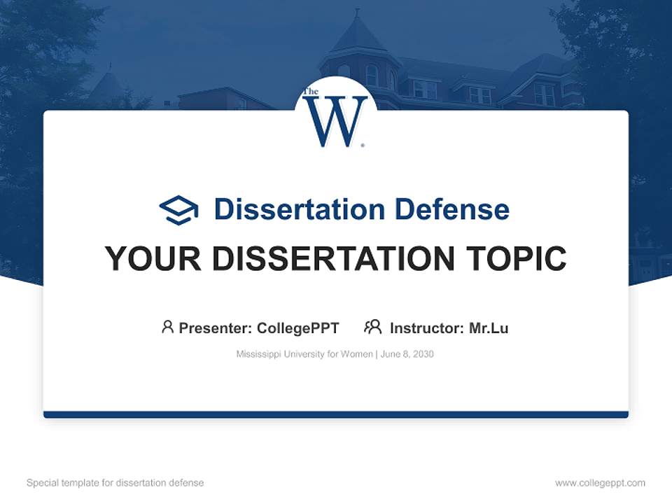 Mississippi University for Women Graduation Thesis Defense PPT Template4:3 ratio PPT effect preview image7