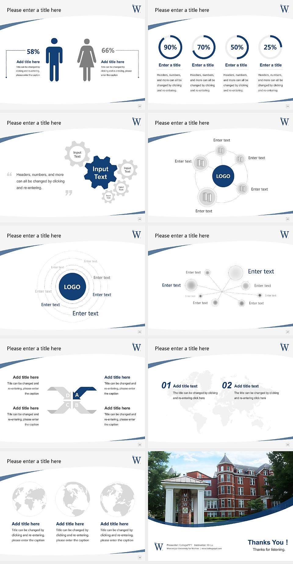 Mississippi University for Women Course/Courseware Creation PPT Template4:3 ratio PPT effect preview image4