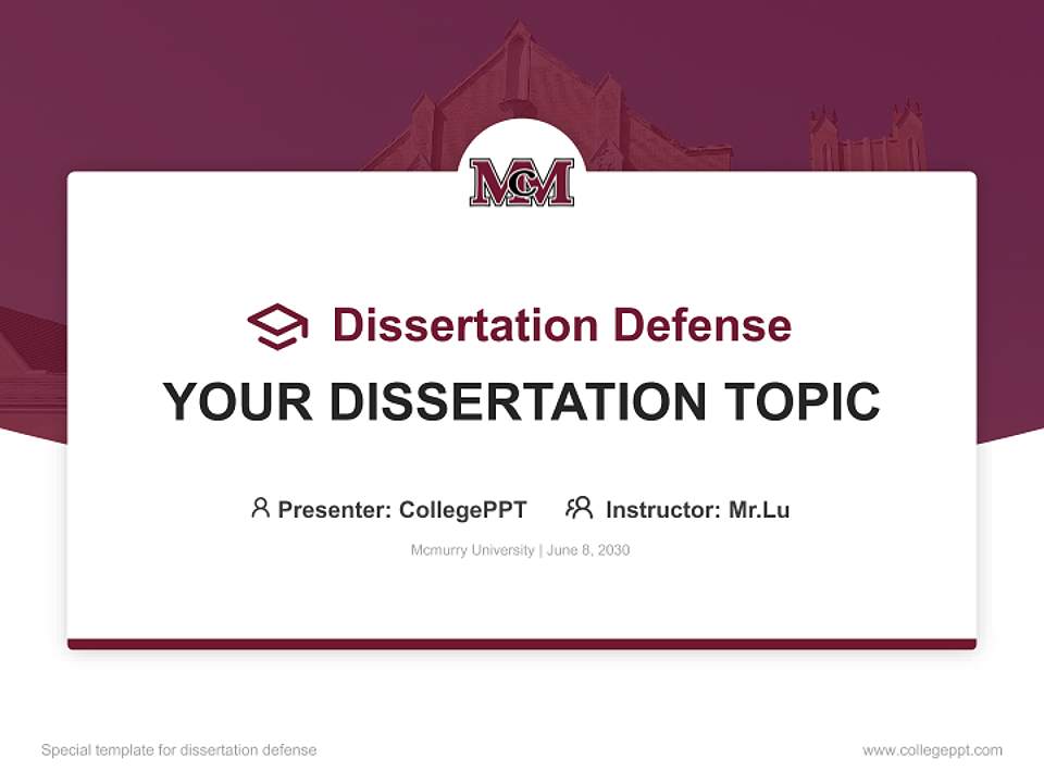 Mcmurry University Graduation Thesis Defense PPT Template4:3 ratio PPT effect preview image7