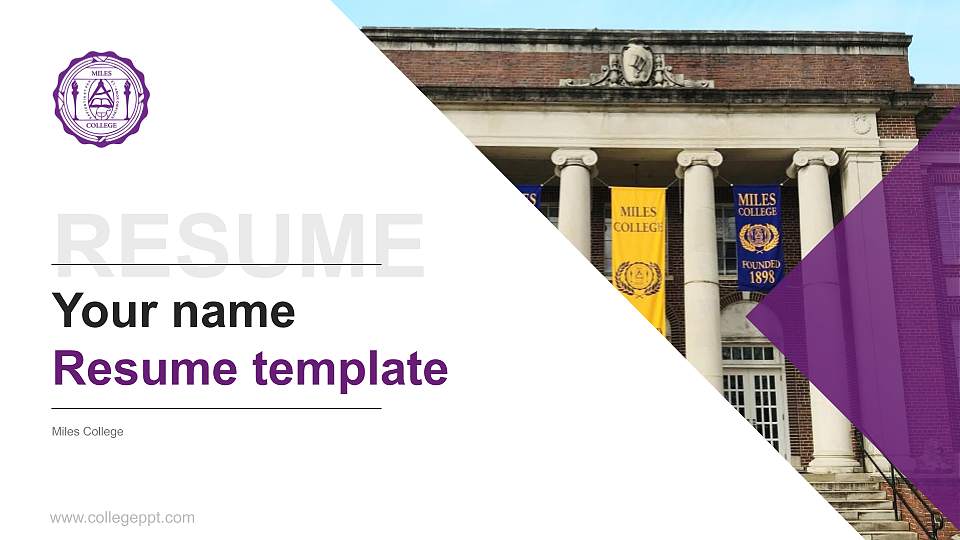 Miles College Resume PPT Template16:9 ratio PPT effect preview image