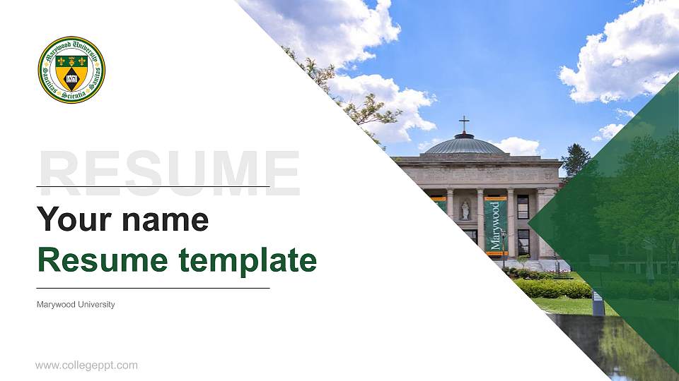 Marywood University Resume PPT Template16:9 ratio PPT effect preview image