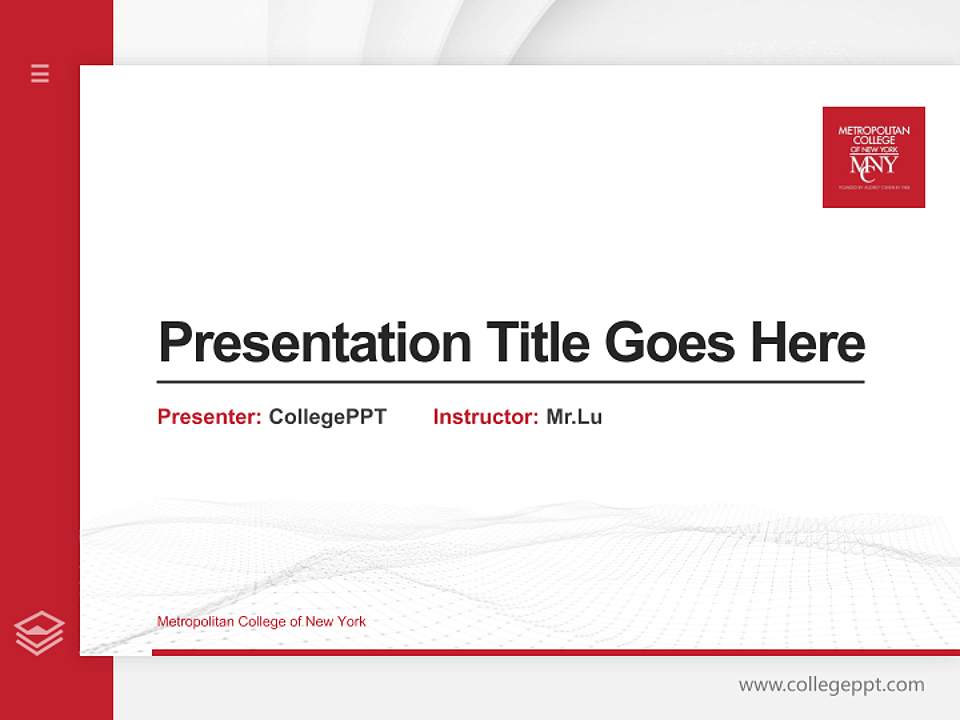 Metropolitan College of New York Thesis Proposal/Graduation Defense PPT Template4:3 ratio PPT effect preview image5