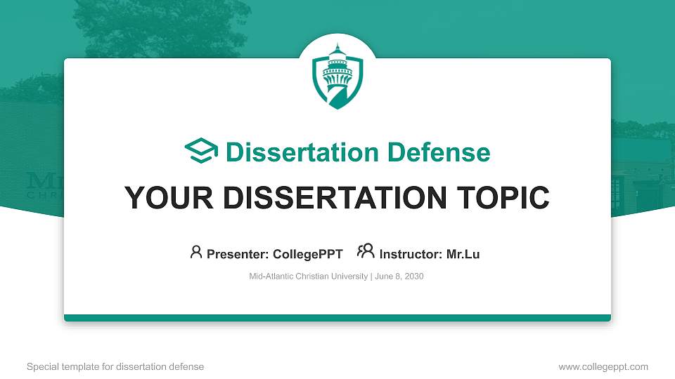 Mid-Atlantic Christian University Graduation Thesis Defense PPT Template16:9 ratio PPT effect preview image