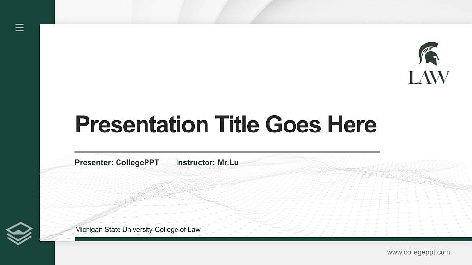 Michigan State University-College of Law Thesis Proposal/Graduation Defense PPT Template16:9 ratio PPT effect preview image
