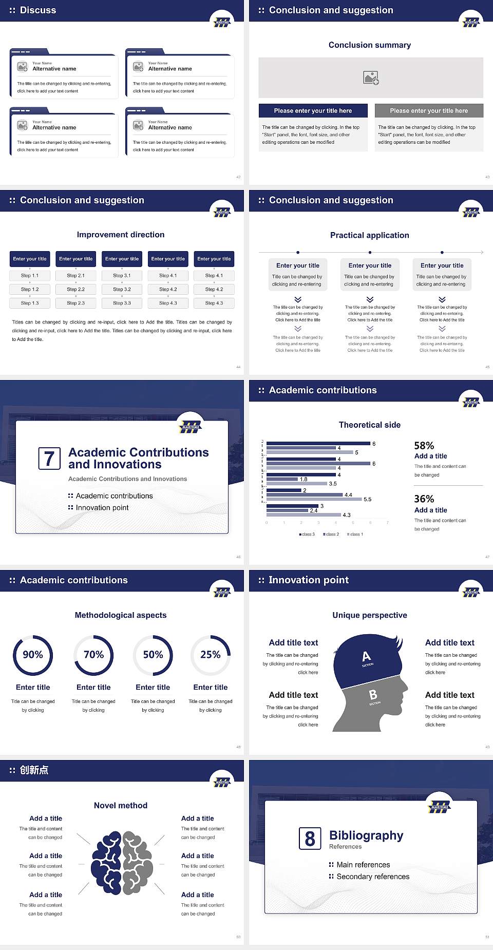Massachusetts Maritime Academy Graduation Thesis Defense PPT Template4:3 ratio PPT effect preview image6