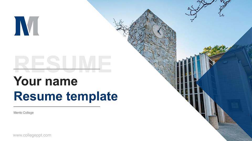 Menlo College Resume PPT Template16:9 ratio PPT effect preview image