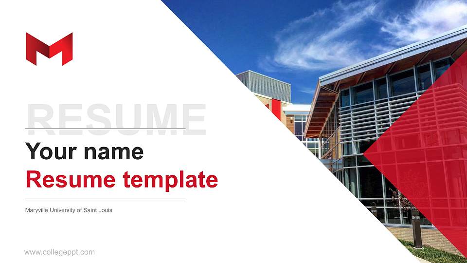 Maryville University of Saint Louis Resume PPT Template16:9 ratio PPT effect preview image