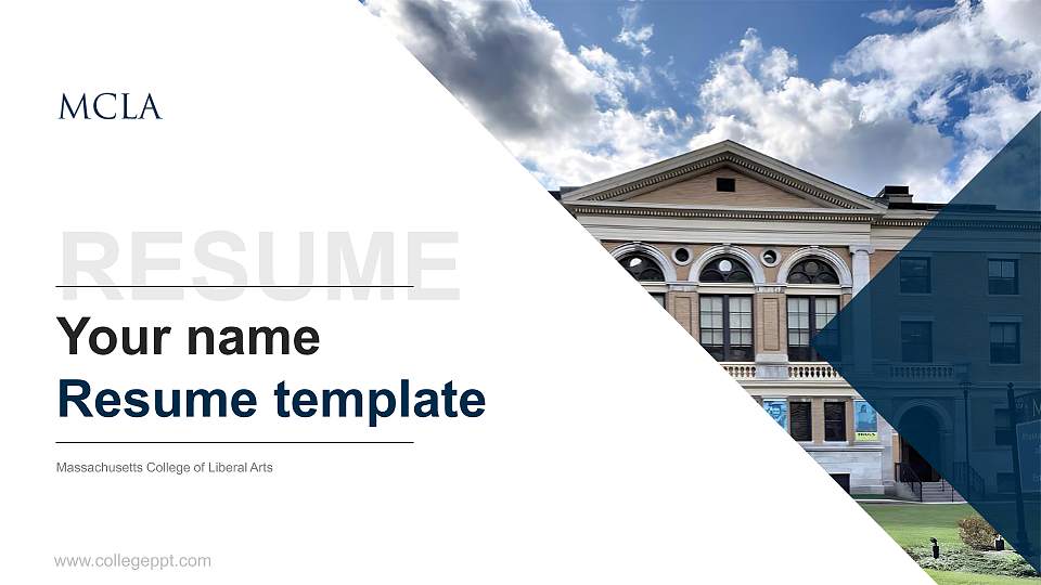 Massachusetts College of Liberal Arts Resume PPT Template16:9 ratio PPT effect preview image