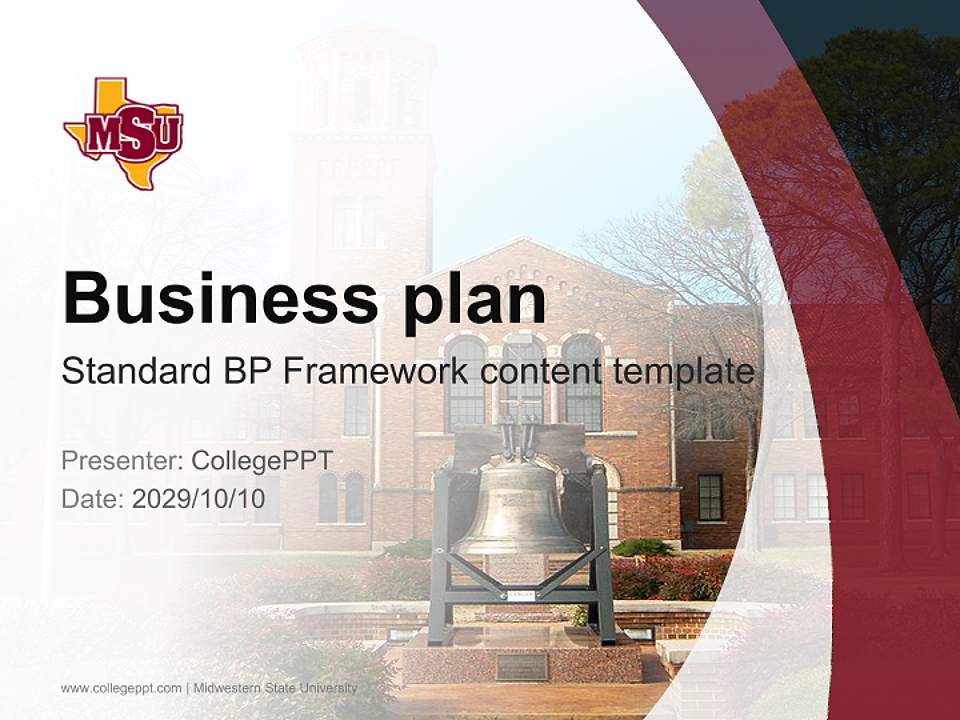 Midwestern State University Competition/Entrepreneurship Contest PPT Template4:3 ratio PPT effect preview image9