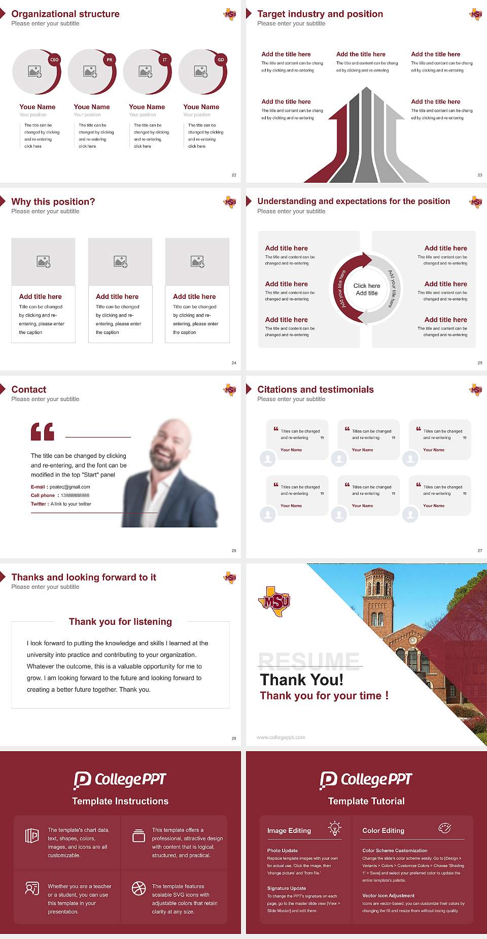 Midwestern State University Resume PPT Template4:3 ratio PPT effect preview image4