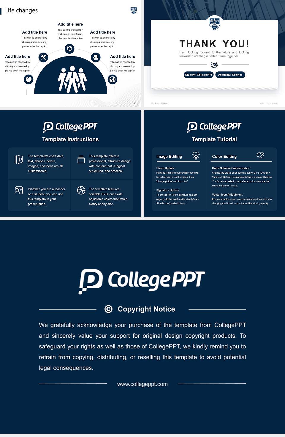 Middlebury College National Scholarship Defense PPT Template4:3 ratio PPT effect preview image4