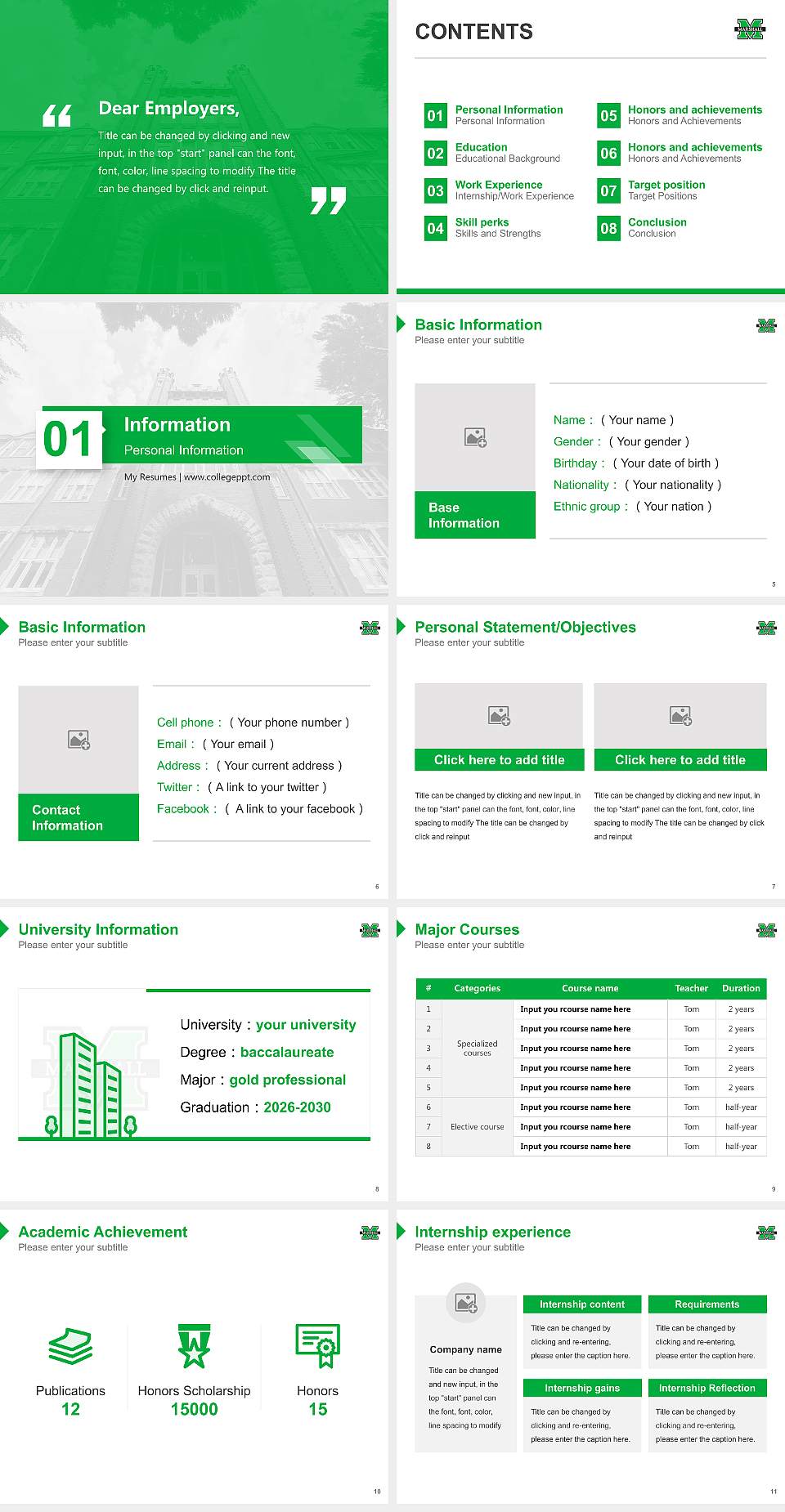 Marshall University Resume PPT Template4:3 ratio PPT effect preview image2