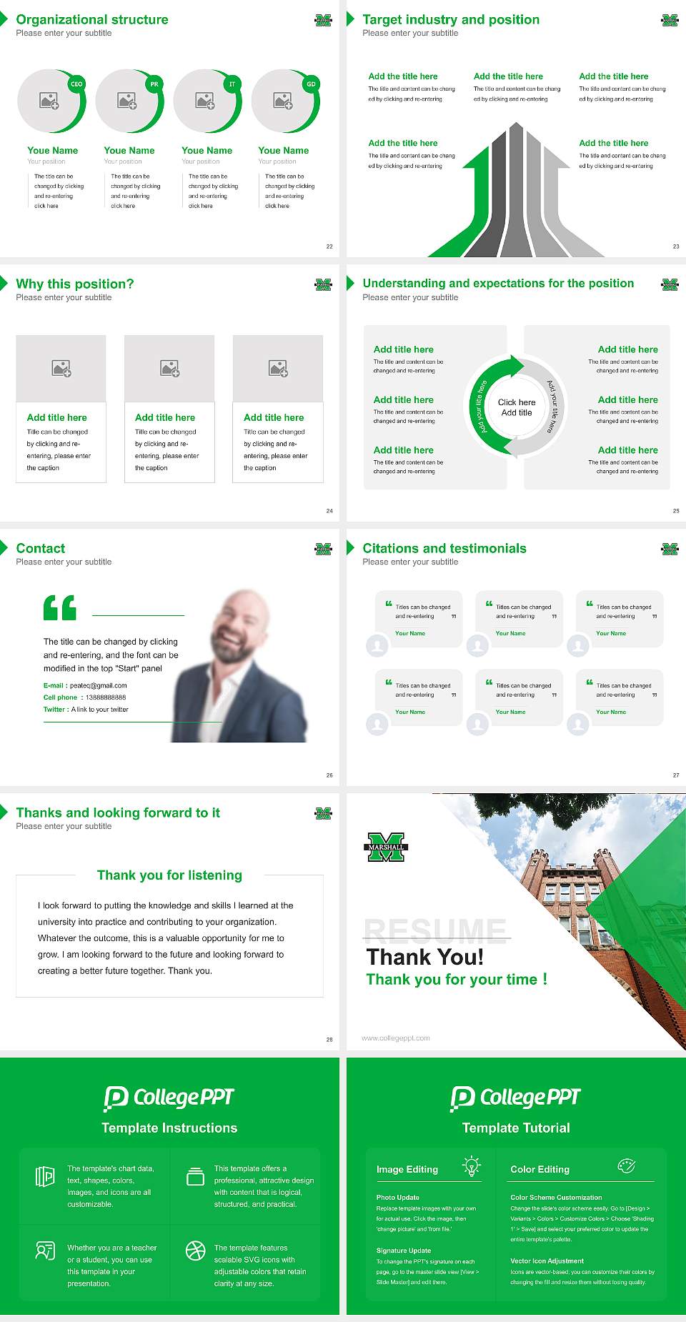 Marshall University Resume PPT Template4:3 ratio PPT effect preview image4