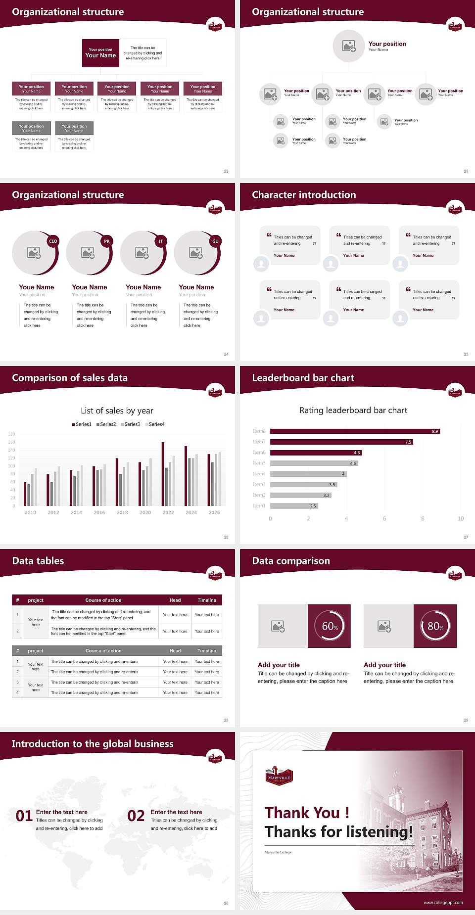 Maryville College Academic Presentation/Research Findings Report PPT Template4:3 ratio PPT effect preview image4