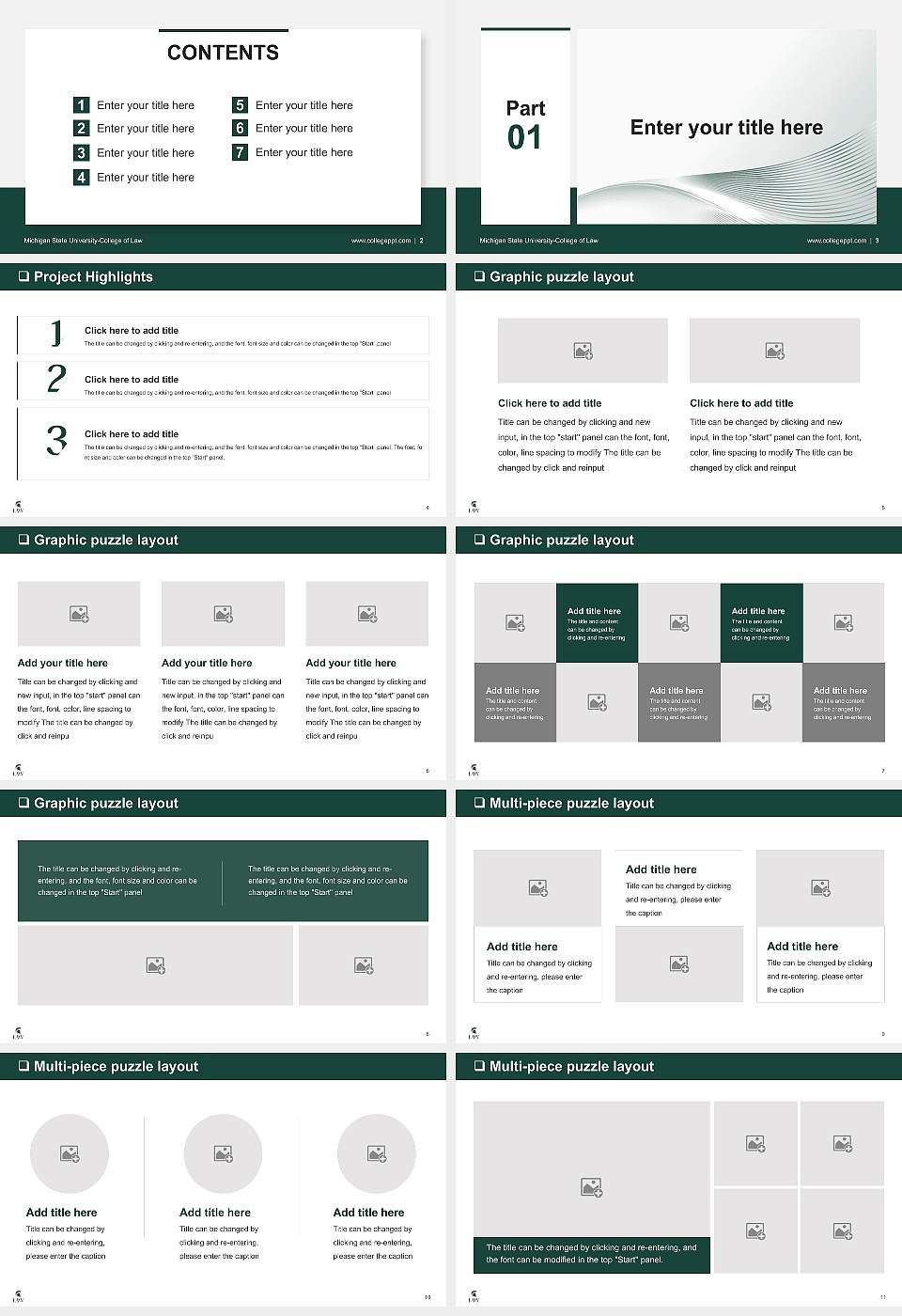 Michigan State University-College of Law General Purpose PPT Template16:9 ratio PPT effect preview image2