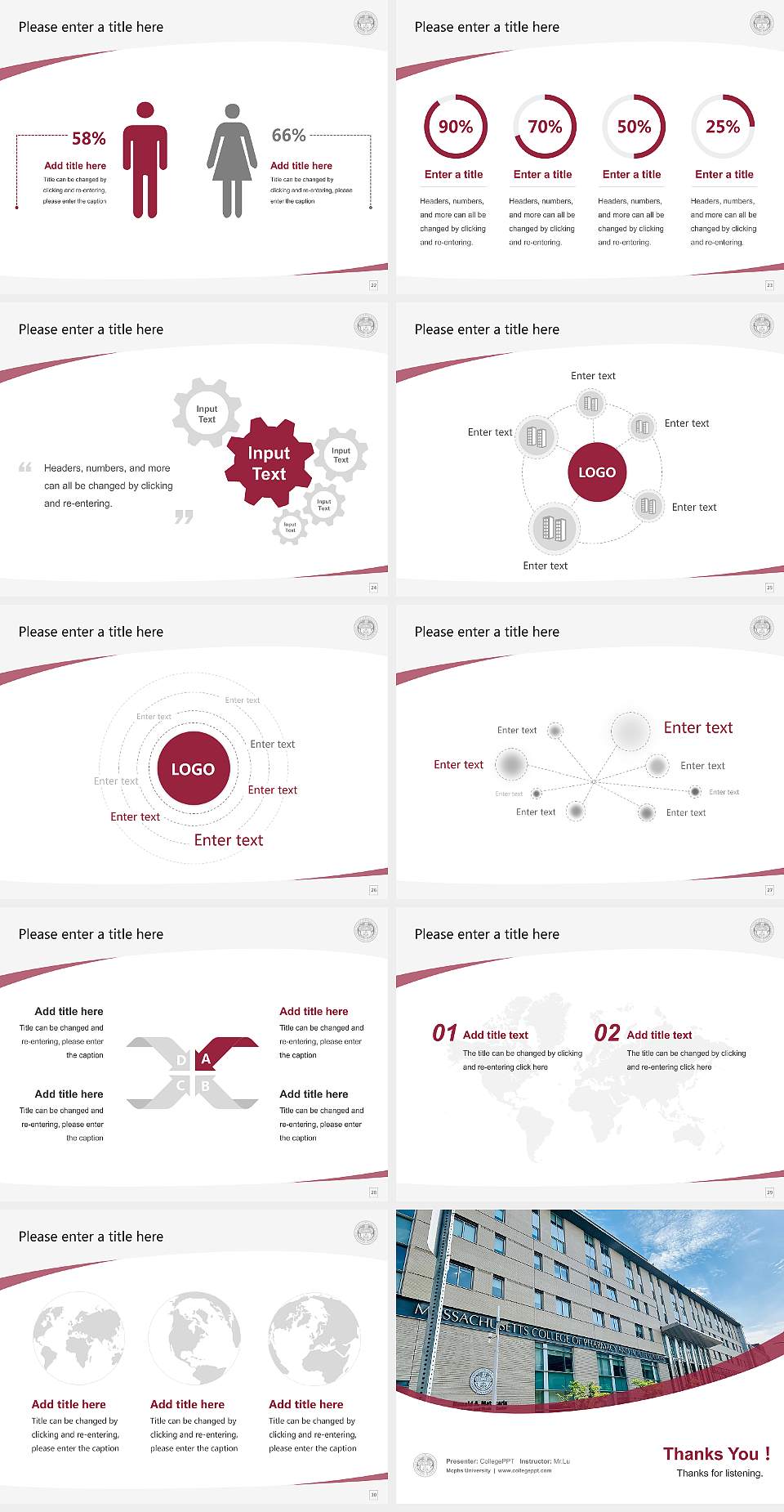 Mcphs University Course/Courseware Creation PPT Template4:3 ratio PPT effect preview image4