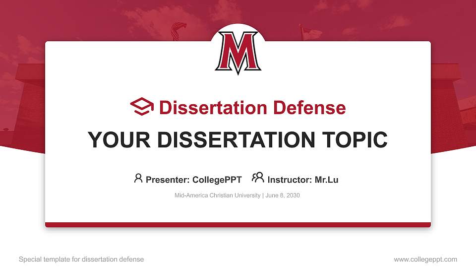 Mid-America Christian University Graduation Thesis Defense PPT Template16:9 ratio PPT effect preview image