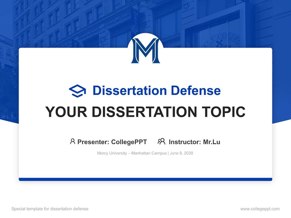 Mercy University – Manhattan Campus Graduation Thesis Defense PPT Template4:3 ratio PPT effect preview image7