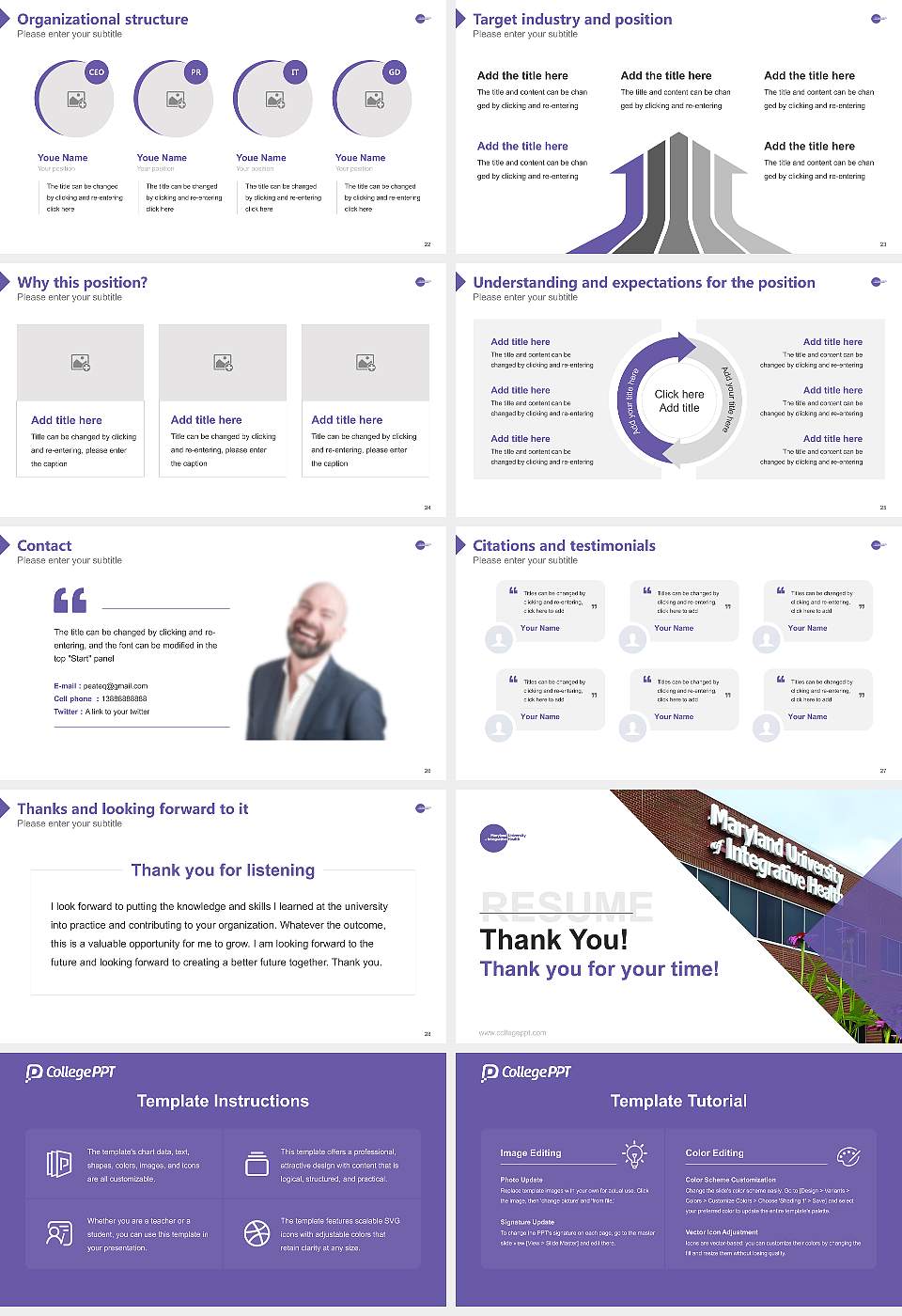 Maryland University of Integrative Health Resume PPT Template16:9 ratio PPT effect preview image4