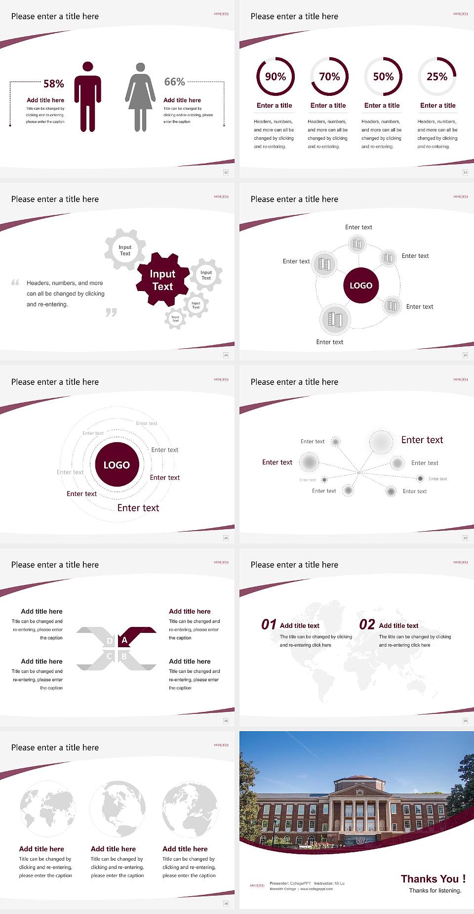 Meredith College Course/Courseware Creation PPT Template4:3 ratio PPT effect preview image4