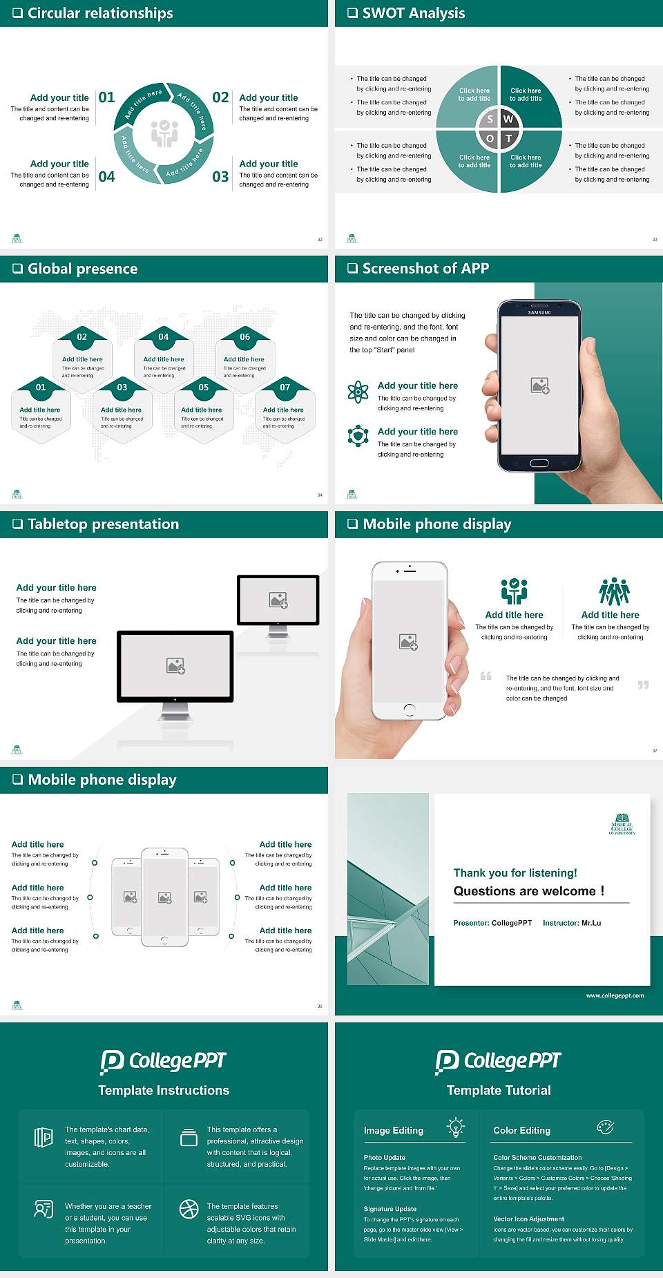 Medical College of Wisconsin General Purpose PPT Template4:3 ratio PPT effect preview image5