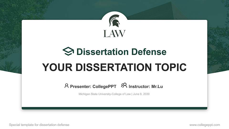 Michigan State University-College of Law Graduation Thesis Defense PPT Template16:9 ratio PPT effect preview image