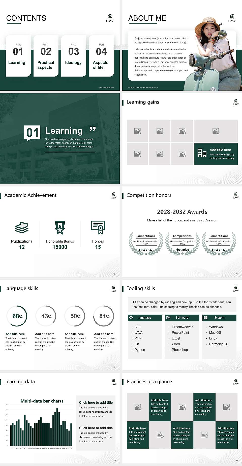 Michigan State University-College of Law National Scholarship Defense PPT Template4:3 ratio PPT effect preview image2