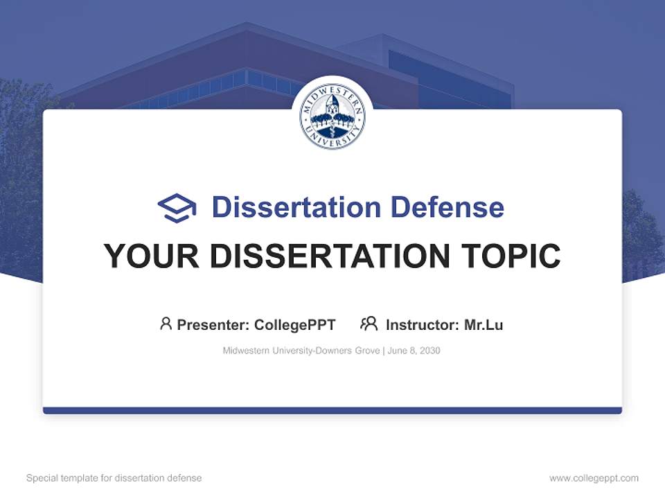 Midwestern University-Downers Grove Graduation Thesis Defense PPT Template4:3 ratio PPT effect preview image7